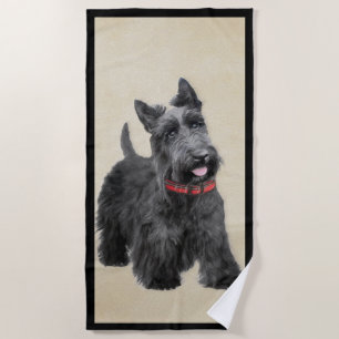 Toalha De Praia Pintura de Terrier escocês - Arte de cão original
