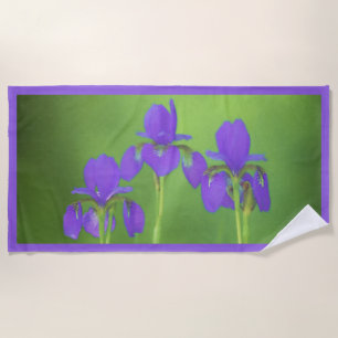 Toalha De Praia Pintura em Íris Roxa - Arte em Flor Original