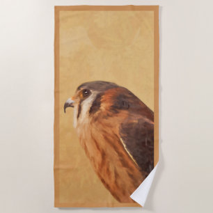 Toalha De Praia Pintura em Kestrel Americano - Arte de Pássaro Or