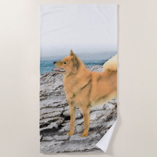 Toalha De Praia Pintura em Seashore - Arte Canina
