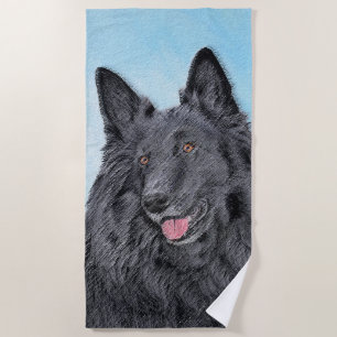 Toalha De Praia Pintura em Sheepdog Belga - Arte em Cachorro Origi