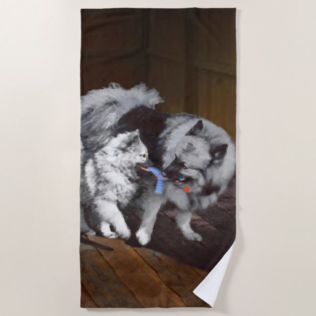 Toalha De Praia Pintura em tempo de reprodução de Keeshond - Arte  (Frente)