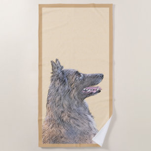 Toalha De Praia Pintura em Tervuren Belga - Arte Cachorra Original