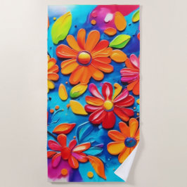 Toalha De Praia Pintura Floral Joyful