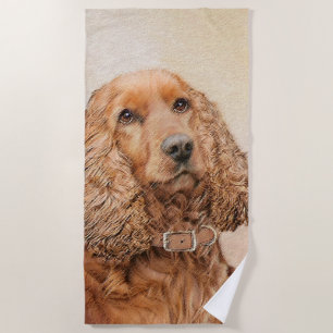Toalha De Praia Pintura Inglesa em Cocker Spaniel - Arte Original