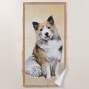Toalha De Praia Pintura Islandesa De Sheepdog - Arte Original De C