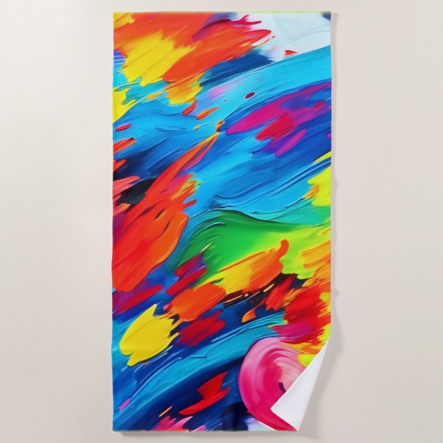 Toalha De Praia Pintura Joyful Color Explosion (Frente)