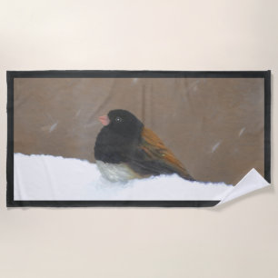 Toalha De Praia Pintura Junco De Olhos Escuros - Arte De Pássaro O
