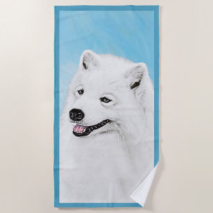 Toalha De Praia Pintura Samoyed - Arte Cachorra Original