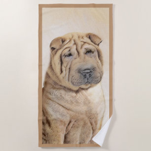 Toalha De Praia Pintura Shar Pei - Arte Cachorra Original