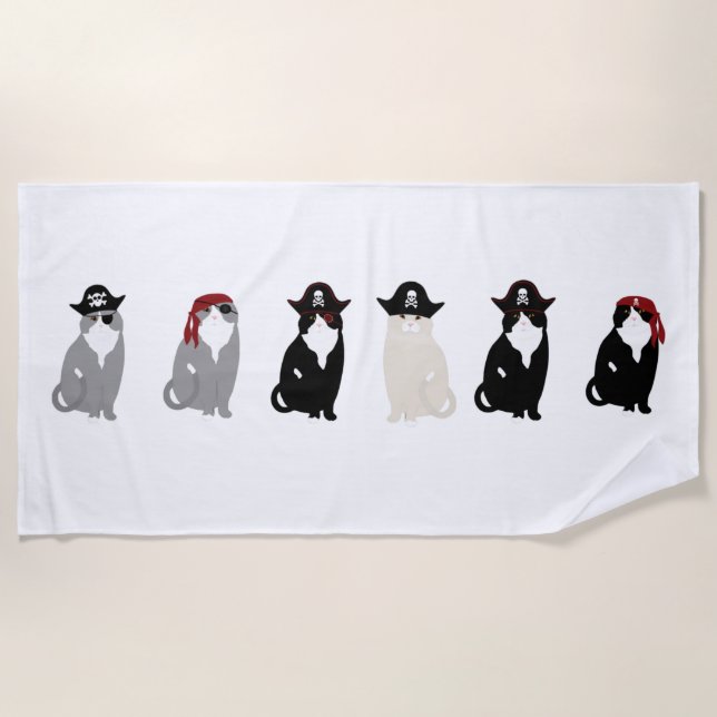 Toalha De Praia Pirate Cats Beach Towel (Frente)