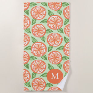 Toalha De Praia Piscina de padrão de laranja de citrinos monogram
