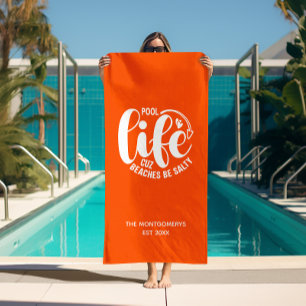 Toalha De Praia Piscina Life Orange