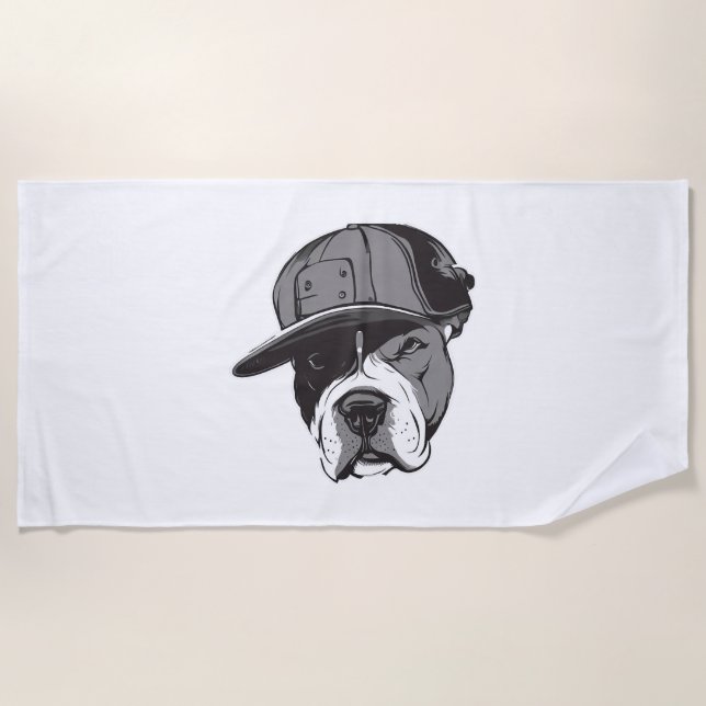 Toalha De Praia Pitbull Gangster (Frente)