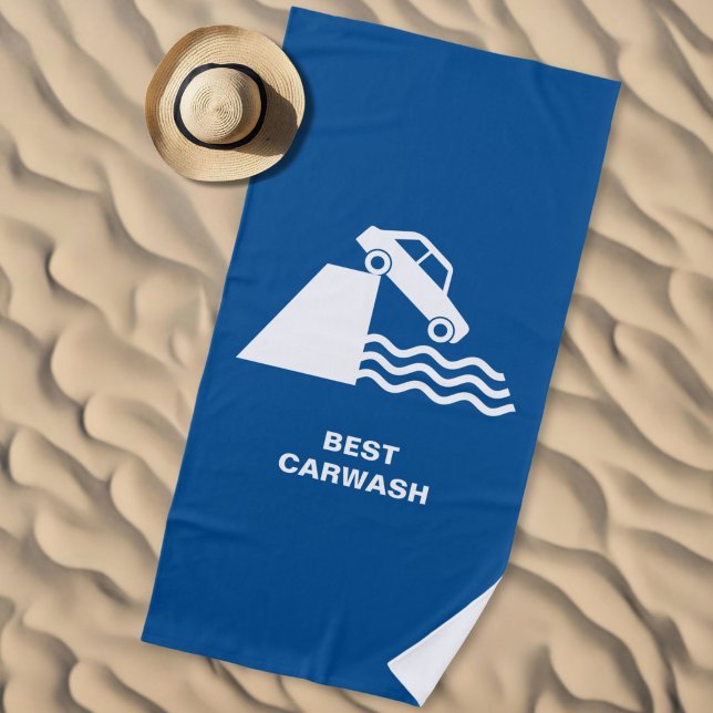 Toalha De Praia Placa de lavação de carros engraçada (Criador carregado)