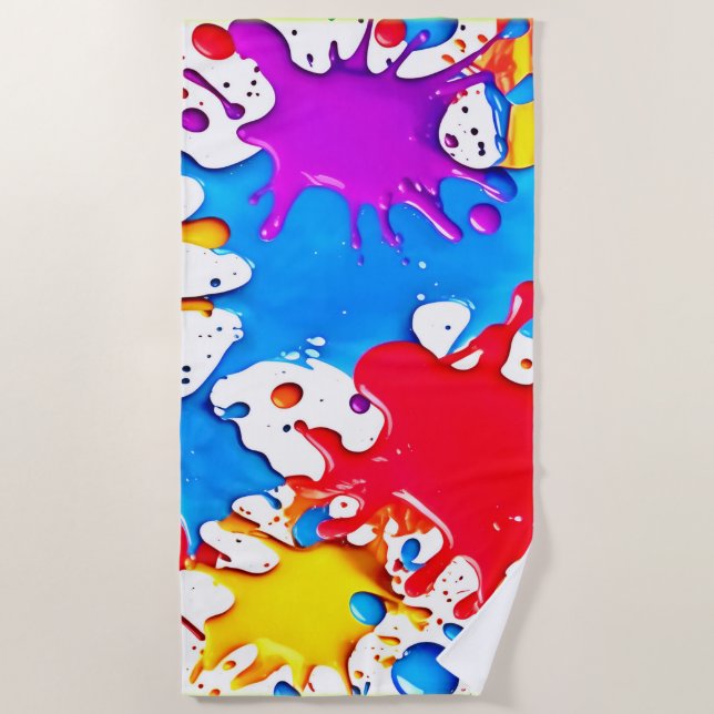 Toalha De Praia Placas vibrantes de cores neonatais (Frente)