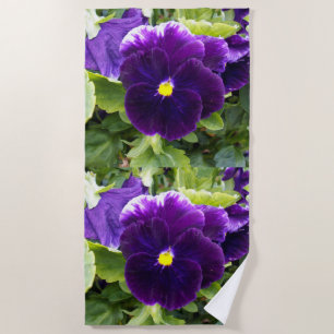 Toalha De Praia Planta De Pansy Roxo Profundo,