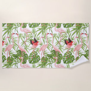 Toalha De Praia Plantas Tropicais de Paradise Bird Flamingo