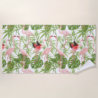 Toalha De Praia Plantas Tropicais de Paradise Bird Flamingo