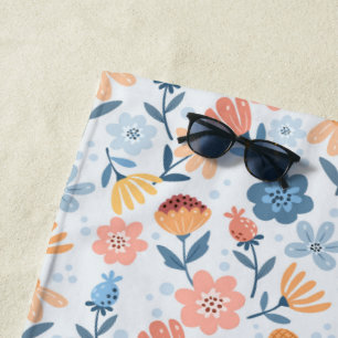 Toalha De Praia Playful Floral Pattern Bath Beach Towel