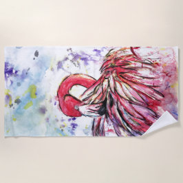 Toalha De Praia Plumes au rose
