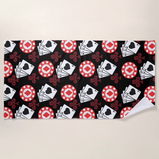 Toalha De Praia Pôker Pattern Aces atravessa a tendência de Jogar  (Frente)