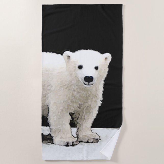Toalha De Praia Polar Bear Cub Painting - Arte Original (Frente)