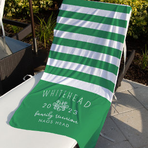Toalha De Praia Polvo Náutico Stripe Kelly Green Monograma