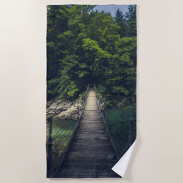 Toalha De Praia Ponte de suspensão simples sobre o rio Idrijca, Sl