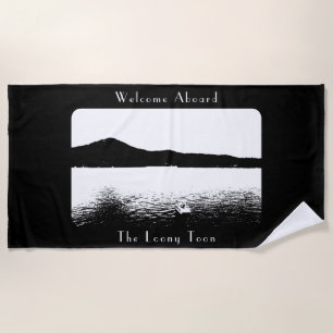 Toalha De Praia Ponto Branco Preto para Decoração de Barcos Modern