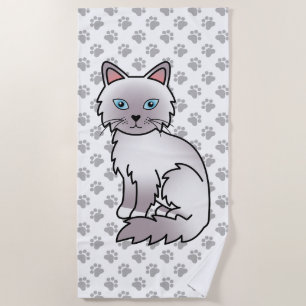 Toalha De Praia Ponto Lilar Birman / Ragdoll Gato e Patas