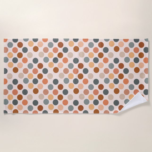 Toalha De Praia Pontos de Aquarela Retroativos Neutrais (Frente)