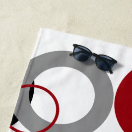 Toalha De Praia Pontos vermelhos, Cinzas e pretos