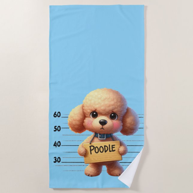 Toalha De Praia Poodle Travesso (Frente)