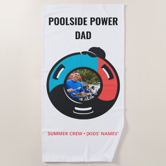 Toalha De Praia Pool Float Weight Plate Custom Photo Summer Vibes (Frente)