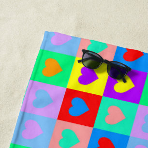 Toalha De Praia Pop de Arte com Padrão Coral Colorido