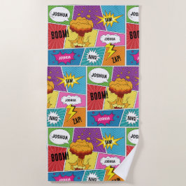 Toalha De Praia Pop de Arte Personalizada do Livro Quadrado Colori