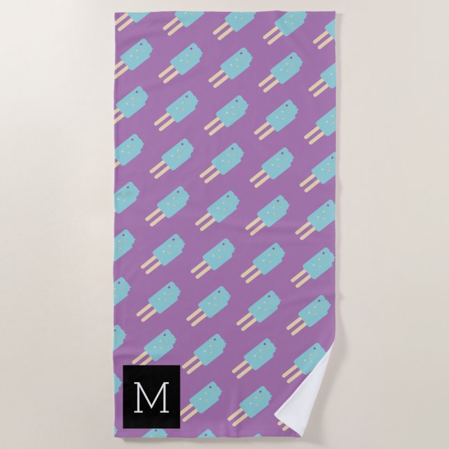 Toalha De Praia Pop de Gelado Rosa de Verão (Frente)