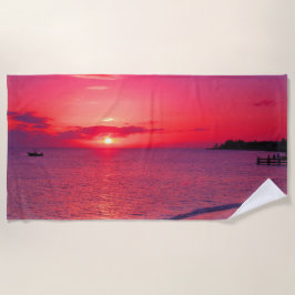 Toalha de Praia Pôr do Sol Oceano Vibrante