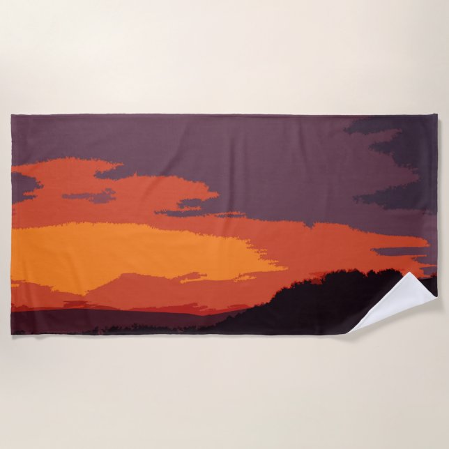 Toalha De Praia pôr do sol simplificado (Frente)
