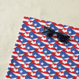 Toalha De Praia Porto Rico Flag Colors Hearotic Patriotic