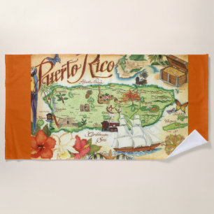 Toalha De Praia Porto Rico Map Beach Towel