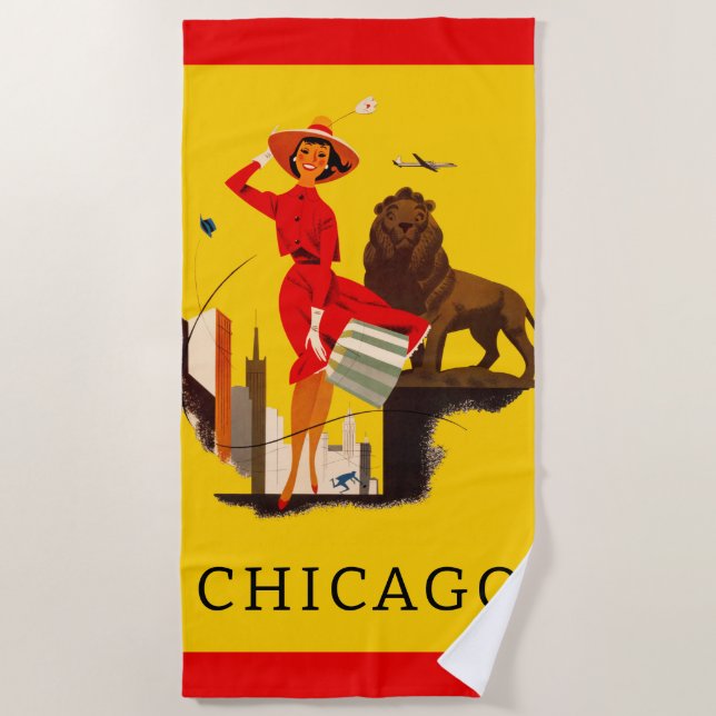 Toalha De Praia Poster de Chicago Windy City (Frente)