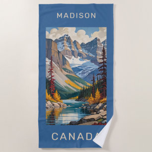 Toalha De Praia Poster de viagens Canadá de Nome Personalizado