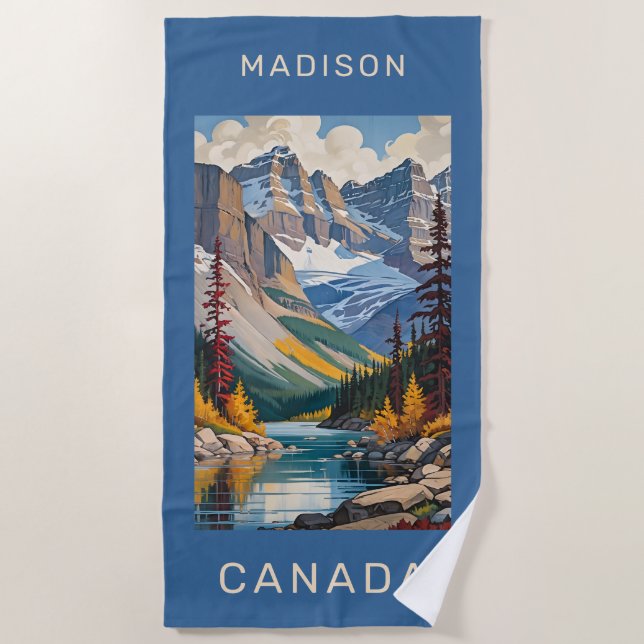 Toalha De Praia Poster de viagens Canadá de Nome Personalizado (Frente)