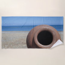 Pote tradicional grego Terracotta na praia