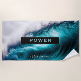 Toalha De Praia Power Inspiration Word Ocean Wave