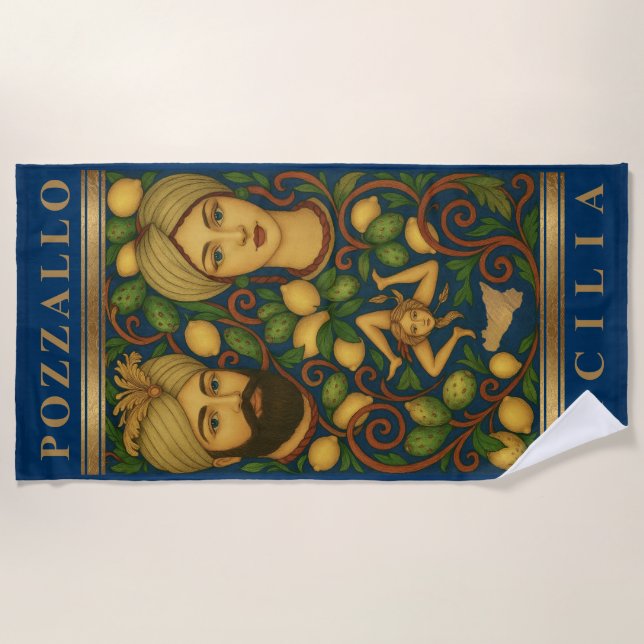 Toalha De Praia Pozzallo Sicilia Trinacria Beach Towel (Frente)
