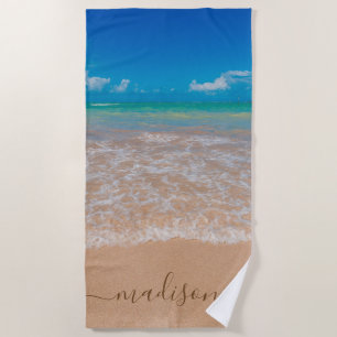 Toalha De Praia Praia Bonita Mar Nome Personalizado