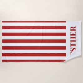 Toalha De Praia Praia de Cabana Personalizada, em Strike Vermelho 